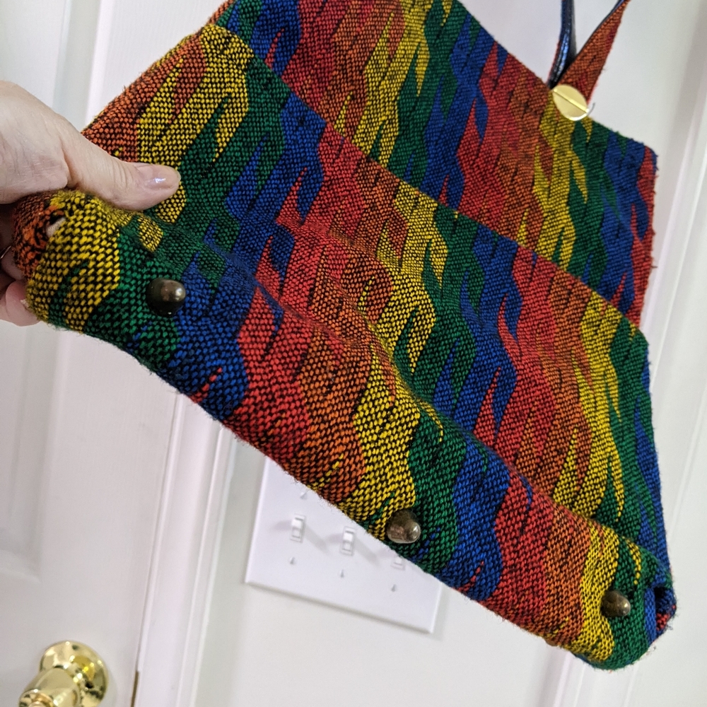 Rainbow Fabric Woven Bag - Picture 6 of 12